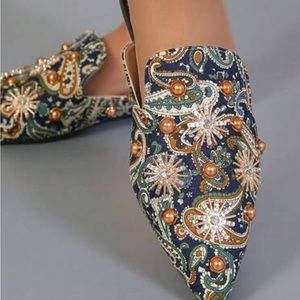 beaded mules flats